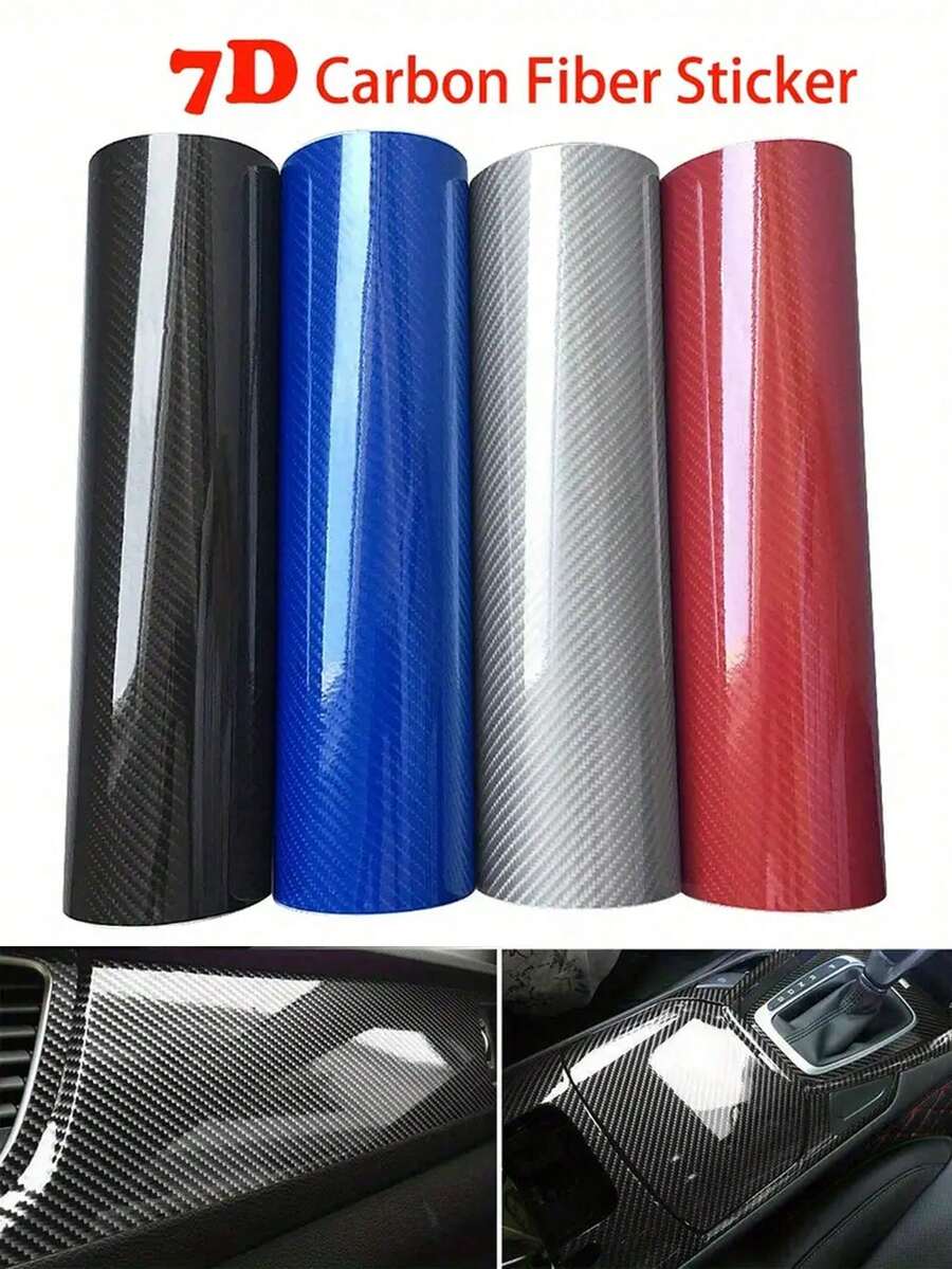 30*100cm/11.81*39.37in 7D碳纖維乙烯基薄膜汽車貼紙 亮面汽車內飾貼紙 汽車家居門貼花 保護您的酷炫DIY貼貼