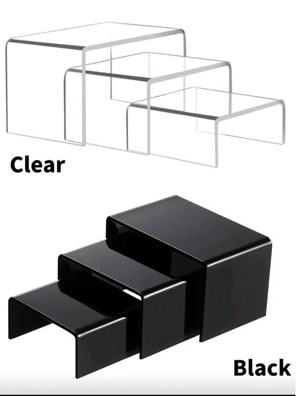 1/2/3pcs Transparent Acrylic Display Box, Suitable For Wedding/Party/Banquet/Afternoon Tea/Birthday Party/Corporate Tea Break/Holiday Celebration Dessert Table, With Tray & Adjustable Stand