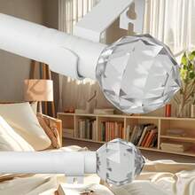 1pc White Curtain Rod, Crystal Head Single Rod, Multiple Sizes Available, Suitable For Various Windows, Good Load Bearing, Easy Installation, Durable High-Quality Metal Material, Adjustable Length - White - View 3