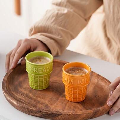 1 chiếc cốc sứ dễ thương dùng cho cà phê/nước/kem/trà/bình trang trí nhà cửa/cốc kem ốc quế/món tráng miệng hình cô gái Hàn Quốc dễ thương/sữa chua/cà phê latte/trà
