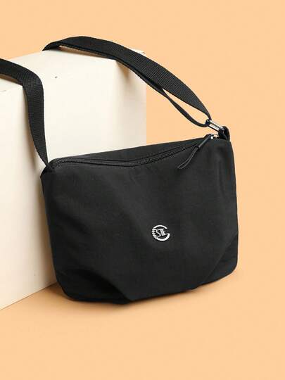 Niche Versatile Letter Decor Smooth Zipper Design Handbag, Casual Fashionable Suitable For Shoulder/Crossbody Wear, Daily/Work Commute