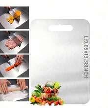 1pc Durable Stainless Steel Cutting Board, Double-Sided Chopping Board - Non-Slip Base, Easy To Clean With Handle - Corrosion-Resistant Stainless Steel Material, Suitable For Meat, Vegetables, Fruits Processing - Dishwasher , Portable For Indoor And Outdoor Use - Essential For Home, Restaurant, Camping, Picnic - Stylish Metal Design, Durable Kitchen Tool, Kitchen Accessory, Cutting Board, Christmas Gift - - - View 8