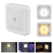 6 LED Motion Sensor Night Light, Smart PIR Sensor, Auto On/Off, Sensor Bedside Lamp, AAA Battery Powered, Easy Installation, Suitable For Bathroom, Bedroom, Hallway, Stairs, Cabinet, Garage - 6 LED Lights - View 2