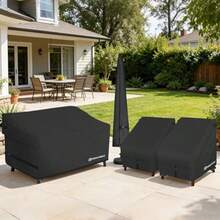Porch Shield - Funda impermeable para sofá de asiento profundo para exteriores funda de sofá para muebles de patio 79 pulgadas de ancho x 40 de profundidad x 35 de alto color negro - negro - Ver 6