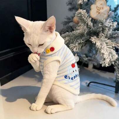 Soft Breathable Elephant Pet Vest - Spring Summer Two-Leg Dog Clothes, Cute "Baby" Label Puppy Outfit, Lightweight Striped Shirt For Small Dogs & Cats