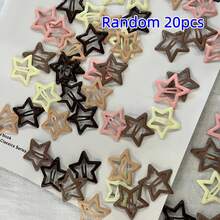 20个哑光金属星星发夹，时尚迷你发饰，可爱五角星发夹，适合日常使用（20个/8个/30个/50个），发爪，发夹，发卡，发卡 - 乳咖色系 - 查看 13