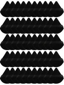 50pcs/30pcs/20pcs/10pcs/5pcs Triangle Flocked Makeup Sponges, Soft & Fluffy Texture, Suitable For Face & Body Powder Puff, Mixed Set Makeup Beauty Tools - Black - View 11