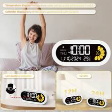 Đồng hồ báo thức kỹ thuật số màu trắng đơn giản, hiển thị rõ ràng thời gian, nhiệt độ và ngày tháng, hiển thị giây có thể tùy chỉnh, thiết kế tối giản và thời trang cho phòng ngủ và văn phòng. - trắng - Xem 3