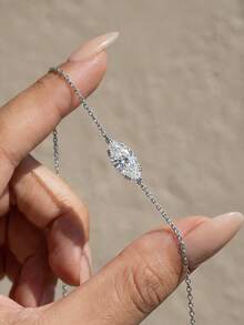 1 Stück 1-2 Karat romantische tropfenförmige runde Diamant Halskette, 925 Sterling Silber, eleganter Anhänger Halskette, luxuriöser und verfeinerter Weihnachtsschmuck für Frauen - Halskette mit sechskralligem Pferdeauge - Übersicht 4