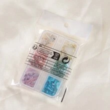 1盒美人鱼极光贝壳碎片环氧树脂填料，不对称闪光碎片，适用于DIY工艺品、珠宝制作、彩虹闪光树脂 - 彩色 - 查看 8