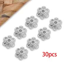 10/30个珠帽 18K白金镀层精美镂空花朵珠帽 黄铜花朵端帽 散珠 适用于手链项链 DIY珠宝制作工艺品材料 - 白K - 查看 8