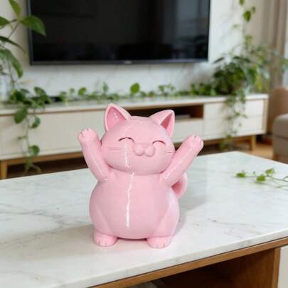 1个可爱卡通猫摆件，办公桌装饰，适用于圣诞节、复活节、情人节、万圣节等节日，萌猫设计，提升您的心情