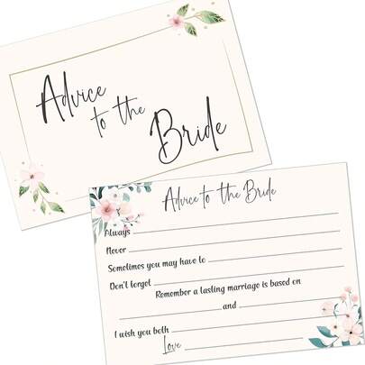 新娘送礼会建议卡 - 单身派对/婚礼游戏 - 植物叶子和花卉设计