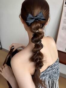 Randomly 2 Sets Of Telephone Line-Shaped Hair Clips And Hair Buns With Bows, Bubble Braid Hair Weaving Tools, Twisted Braid Hair Bands, And Ponytail Hair Weaving Styles Are Provided. - Multicolor - View 5