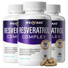 Resveratrol 90 Capsulas con Extracto de Uva y Quercetina | Antioxidante y Anti-Envejecimiento | Ayuda a expandir los vasos sanguíneos a la vez que reduce la coagulación en la sangre | MVPCARE - Tres botellas - Ver 12