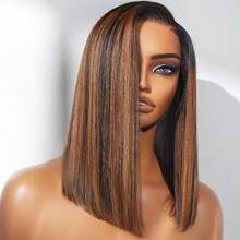 Uveous 250% Bob Wig Human Hair Highlight Ombre 13x4 Lace Front Wigs 4/27 Honey Blonde Short Straight Bob Wigs Human Hair Pre Plucked With Baby Hair Short Bob Wigs For Women - S4/27 - 查看 1