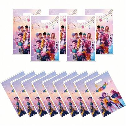30pcs/20pcs/10pcs K-POP Idol Theme Party Decorations/Party Supplies Gift Bags, Suitable For Kpop, Wizard, Hunter Team Decor, Applicable For Fan Meetings, Birthday Parties, And Other Occasions To Create A Unique And Fun Anime Party (Actual Quantity May Slightly Differ From Description Due To Production And Logistics Factors)