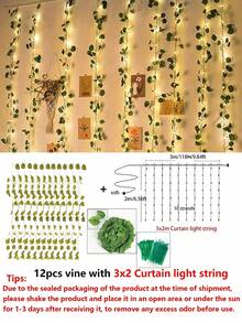 1 bộ đèn rèm dây đồng chạy bằng USB 20/50/100 bóng, đèn dây trang trí bằng đồng, đèn rèm dây leo 3x2M, trang trí mùa xuân, đèn trang trí đám cưới, 8 chế độ chiếu sáng, có dây buộc cố định, đèn rèm dây leo nhân tạo LED, đèn trang trí dây leo giả treo, thích hợp cho phòng ngủ, tự làm, tiệc tùng, năm mới, trang trí hàng ngày, trang trí tường đám cưới, trang trí phòng, trang trí nhà cửa, đồ trang trí phòng, lễ tốt nghiệp, trang trí, đồ trang trí nhà cửa. - nhiều màu - Xem 13