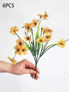 12/6/1pc Artificial Flowers, Suitable For Outdoor Use, Yellow Artificial Flowers, Suitable For Room Decoration, Spring Decoration, Artificial Flower Garden Centerpiece, Home Vase Decoration, Dining Room, Bedroom, Outdoor Garden Flower Arrangement, Photography Prop, Windowsill Flower Arrangement, Mother's Day, Room Decoration - Multicolor - View 9