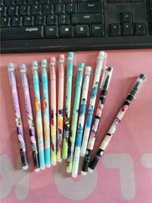 12/24/36/48pcs K-POP Girl Group Theme Erasable Neutral Pens, Durable For Students And Office Writing - Multicolor - View 6