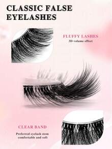 ENCHUW 5 Pairs False Eyelashes Fluffy Soft Wispy Volume Natural Lashes Reusable Eyelashs Makeup For Vacation - Black - View 3