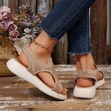Summer Travel Wedges Sandals For Women Comfortable Ankle Strap High Heel Wedges Beach Open Toe Walking Shoes Outdoor Platform Sandals - Beige - View 10