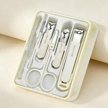 6pcs Stainless Steel Nail Clipper Set, Daily Hand & Foot Care Tools, Sharp & Durable Nail Trimmer Kit, Stainless Steel Manicure & Pedicure Tool Set - White - View 3