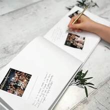 1 pieza Libro de firmas de boda personalizado de 38 páginas tamaño A4, libro de visitas horizontal elegante blanco - Multicolor 2 - Ver 2