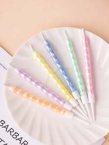 6pcs Pearlescent Macaron Color Roman Column Diamond Pattern Curved Birthday Party Cake Decorative Candles - View 13