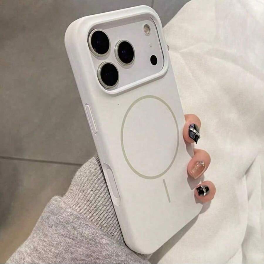 适用于 17 Air 16 15 14 13 12 17 Pro Max Plus 的奢华亮面荧光液态硅胶手机壳，磁吸软壳