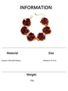 1pc Women's Fashion Rose Flower Bracelet, 3D Multi-Layer Petal Unique Design Exaggerated Bracelet, Burgundy Color Elegant Bracelet Suitable For Banquet, Valentine's Day Wear - Burgundy - View 7