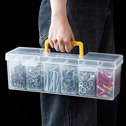 7 Stück (6 kleine Boxen + 1 große Box) Werkzeug-Teile Aufbewahrungsbox, Multi-Fach tragbare transparente Werkzeug-Aufbewahrungsbox, Zuhause Schrauben, Schraubenschlüssel, Hardware-Teile Organizer Box, Spielzeug Aufbewahrungsbox, tragbare geteilte Organizer Box