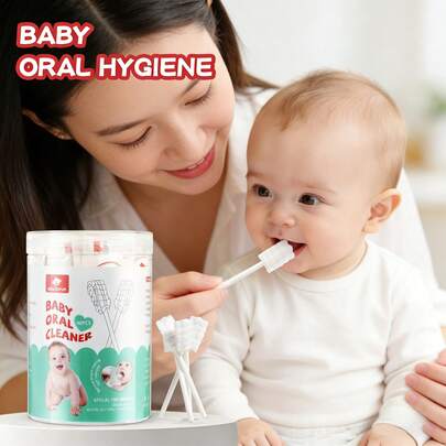 Baby Tongue Cleaner, Newborn Toothbrush,  Disposable Infant Toothbrush Clean Mouth,Gauze Gum Cleaner Oral Cleaning Stick Dental Care For 0-36 Month