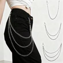男士欧美嘻哈朋克风时尚金属腰链，个性化多层牛仔裤链，韩版ins风 - 多層鏈 - 查看 5