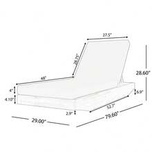 Sillón Reclinable de Madera de Acacia en Forma de Barco con 3 Posiciones de Reclinación - Acabado en Teca, Tumbona para Patio Exterior, Jardín, Piscina - Capacidad de 300 libras - GRIS OSCURO + Madera de Acacia + Tela + Espuma - Ver 10