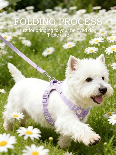 1pc PETCHIC Daisy Design Pet Chest Harness, Spring Camping Dog Walking Gear, Adjustable Leash Chest Strap, Soft Comfortable Dog Vest-Style Leash, Suitable For Outdoor Activities With Dogs And Cats