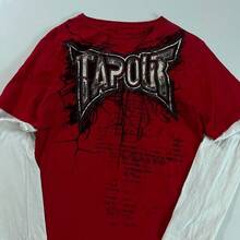Stylish And Comfortable Street TAPOUT Printed T-Shirt Fake Two-Piece Top Casual Hip-Hop Long-Sleeved T-Shirt - 紅色假兩件 - 查看 3
