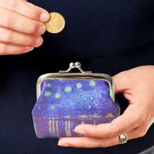 6pcs/Set Canvas Coin Purse, Card Holder, Pouch. Creative Painting Series, Can Hold Coins, Keys, Earphones - Multicolor - View 7
