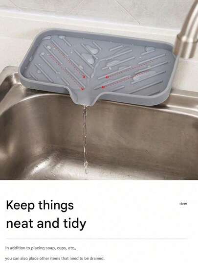 1pc Silicone Soap Sponge Holder For Kitchen Sink, Kitchen Soap Tray, Soap Holder For Kitchen Sink/Bathroom, Sink Soap Tray For Kitchen Countertop, Sponge Tray With Drain/Easy To Use Soap Dish Kitchen Drain Mat Silicone No Water Accumulation Creative Style Bathroom Toilet Size Drain Mat Soap Dish, Good Thing Multi-Purpose/Hotel, Bathroom, Toilet Kitchen Good Helper Drain Mat Storage Tray Soap Dish