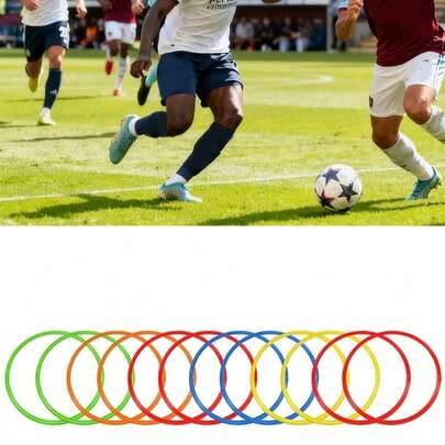 5/10件套多功能训练圈套装，适用于各种尺寸的篮球和足球敏捷训练圈，是派对游戏和户外草坪娱乐的理想之选。