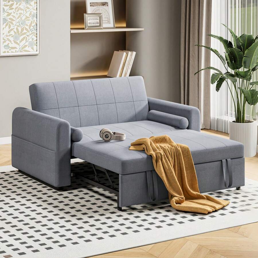Jooli H 2 Seater Sofa Bed, 3-In-1 Convertible Pull Out Sleeper Sofa With 3-Position Adjustable Backrest, Side Pockets For Living Room, Guest Room, Dark Grey - Dark Gray - Two-seater - View 1