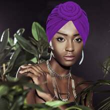 女士头巾帽，时尚蜗牛帽波西米亚风头巾帽 - 彩色 - 查看 2