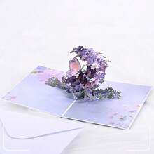 1pc Purple Butterfly & Flower Moon 3D Greeting Card - Suitable For Birthday, Anniversary, Mother's Day, Thanksgiving, Teacher's Day, And Wedding - Single Piece - View 3