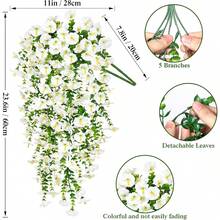 1/2/4pcs Artificial Eucalyptus Silk Flower Vine, UV-Resistant Greenery For Outdoor Hanging, Suitable For Anniversary, Graduation, Wedding, Party, Home, Office, Porch, Garden, Wall Decor In Spring & Summer - White-eucalyptus Morning Glory - View 3