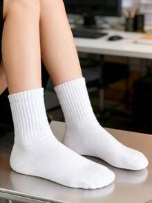 1/6/10/20 Pasang Kaos Kaki Pendek Olahraga Unisex Motif Putih untuk Wanita dan Pria, Hadiah Liburan Musim Semi/Panas - MultiWarna - View 5