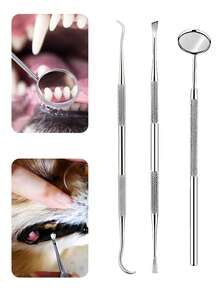 3件套宠物牙齿护理套装，用于去除牙垢 - 不锈钢狗狗牙齿清洁套装 - 宠物口腔卫生及牙垢去除工具 - 銀色 - 查看 7