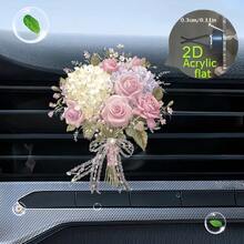 1个粉色花朵亚克力汽车出风口夹式香薰器，无香型，汽车内饰配件，情人节礼物，可自行添加香氛 - 花朵出風口 - 查看 7