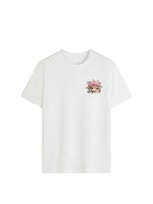 Women's Regular Fit Tee With Cute Sea Turtle And Floral Print, Coastal Style - White - View 5