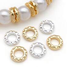 10颗18K镀金隔珠，8毫米扁平圆形散珠，波浪形黄铜珠，金属珠，适用于夏季珠宝制作DIY工艺品耳环手链项链 - 彩色 - 查看 7