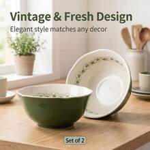 2个5.8英寸陶瓷碗，适用于盛放米饭、汤、面条、甜点、沙拉，可用于微波炉、烤箱和洗碗机。 - 綠色 - 查看 1